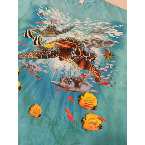 Vintage Liquid Blue T Shirt Turtles Nature Tie Dye Large Test Print - Picture 3 of 6